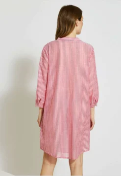 De Nuit À Rayures En Voile De Bio - Chemise De Nuit / Nuisette - Rouge