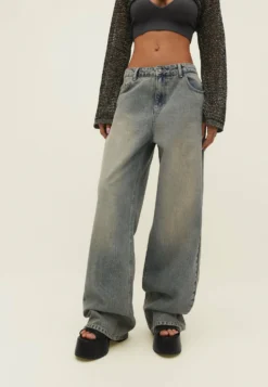 Stradivarius Baggy - Jean Flare - Dirty Denim